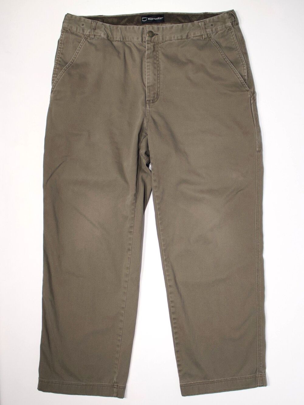 SCOTTeVEST Flex Cargo Pants Beige 10 Pockets Stretch Waist Men Size 36x32 B (J2)
